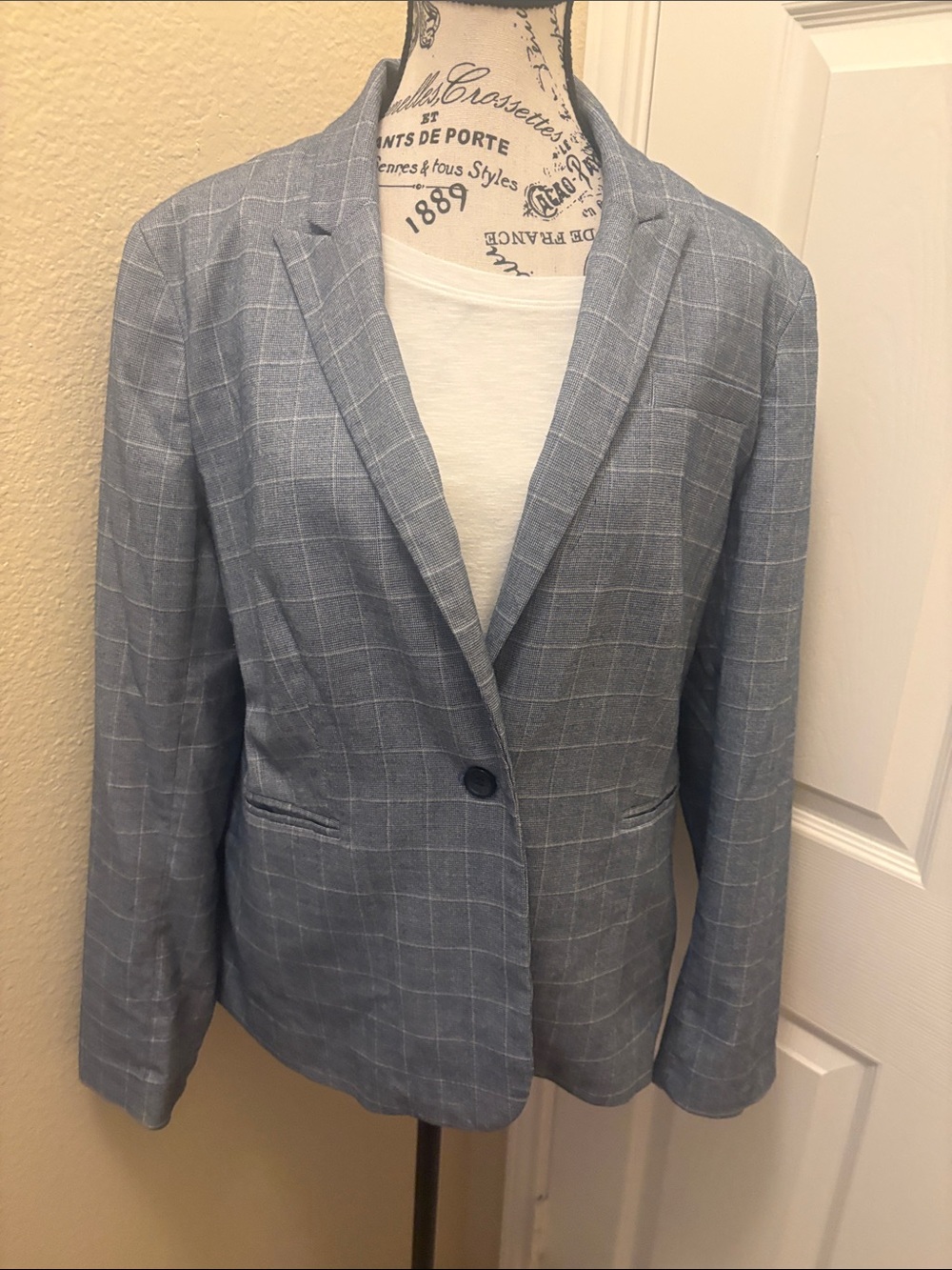 Banana Republic Light Blue Windowpane Single-Button Blazer A132